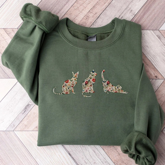 Floral Cat Mom Sweater New