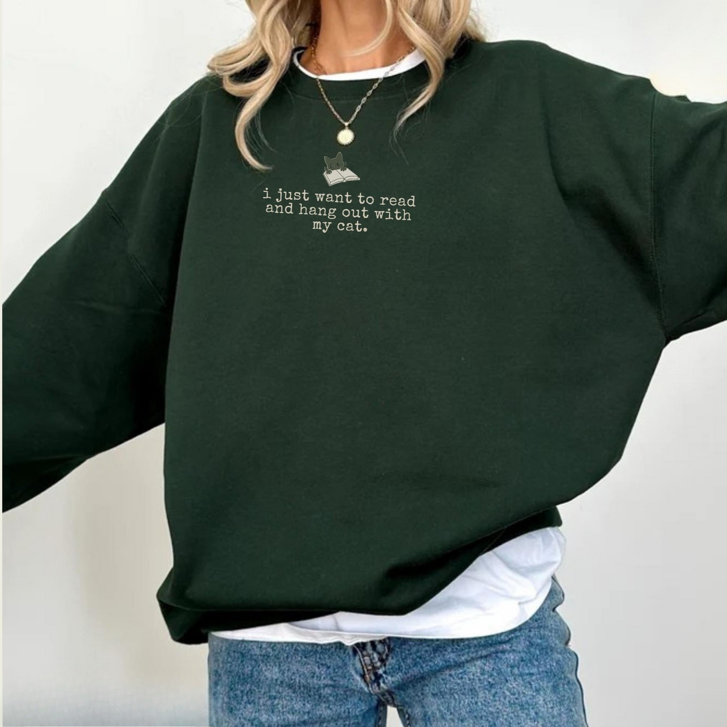 Funny Books Cat Sweatshirt