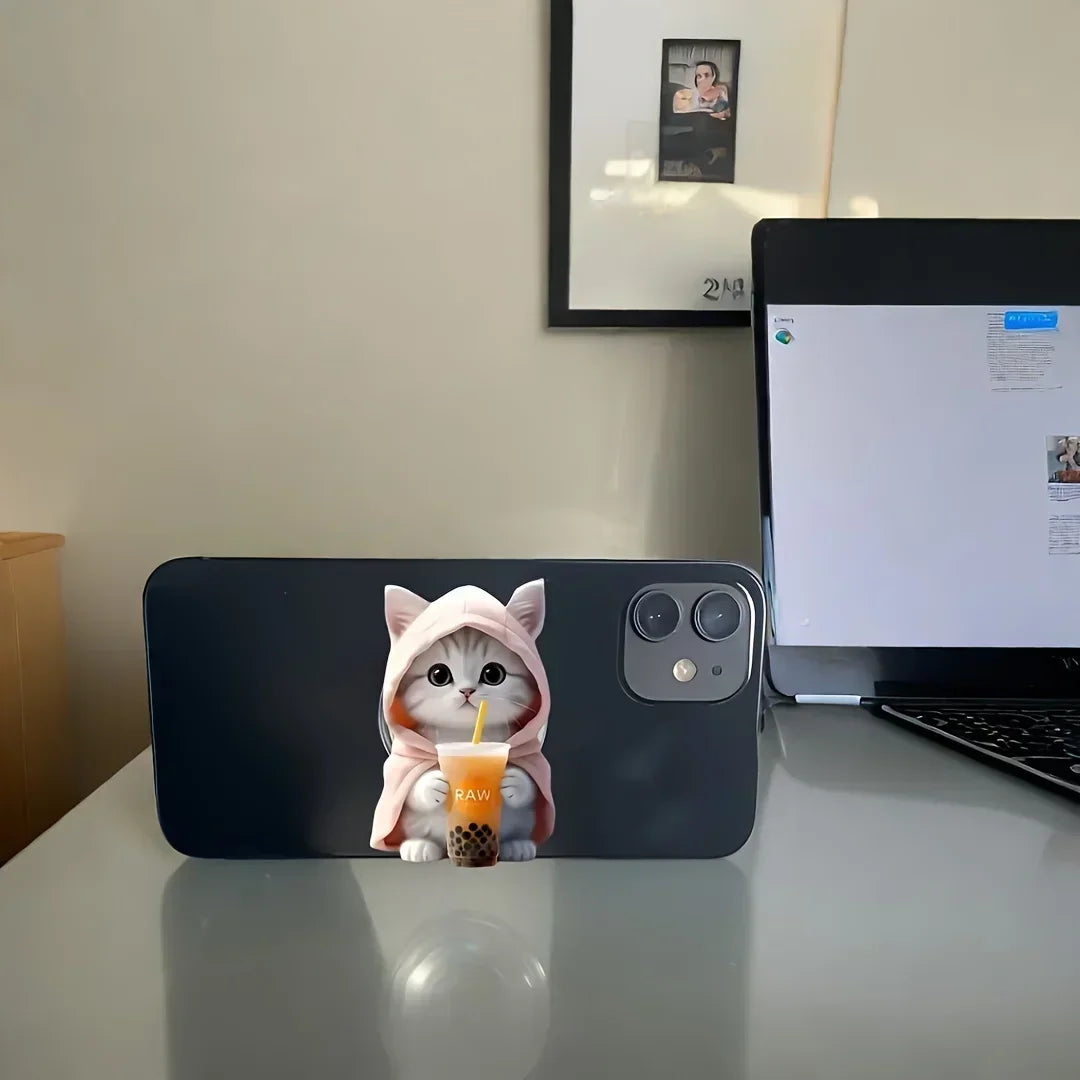 Cat Bubble Tea Phone Holder