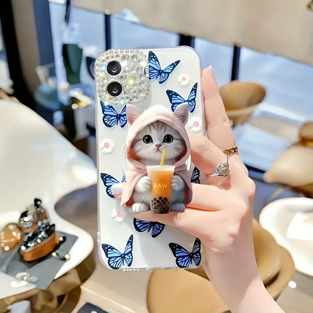 Cat Bubble Tea Phone Holder