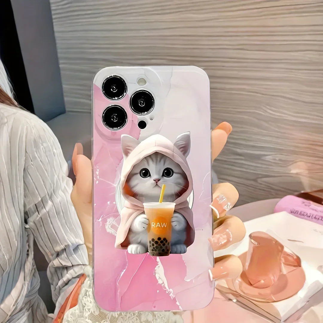Cat Bubble Tea Phone Holder