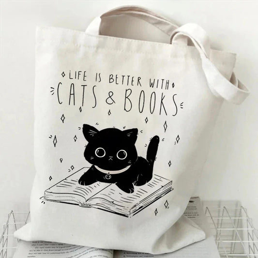 Cat's & Books Tote Bag