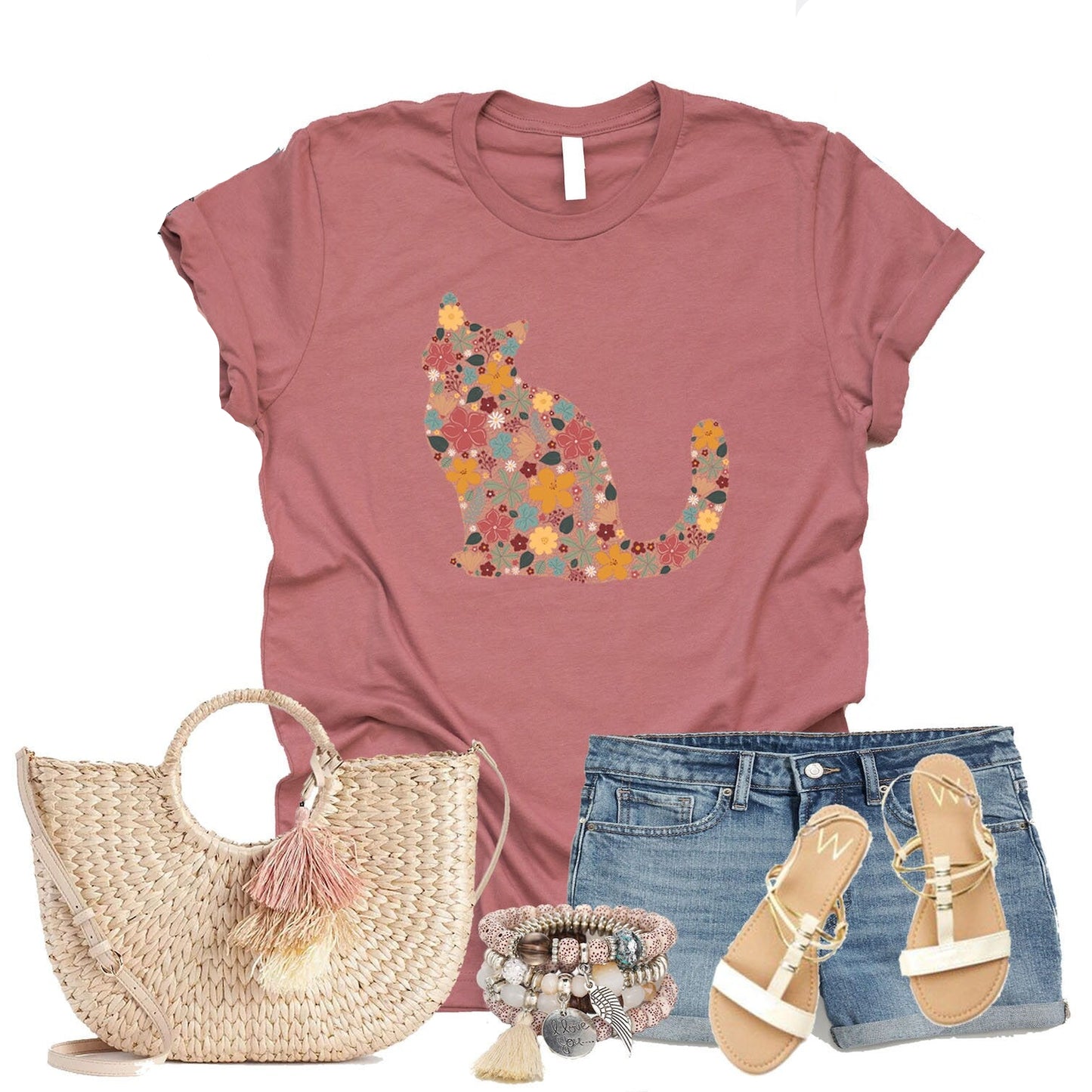 Floral Cat Mom Tee