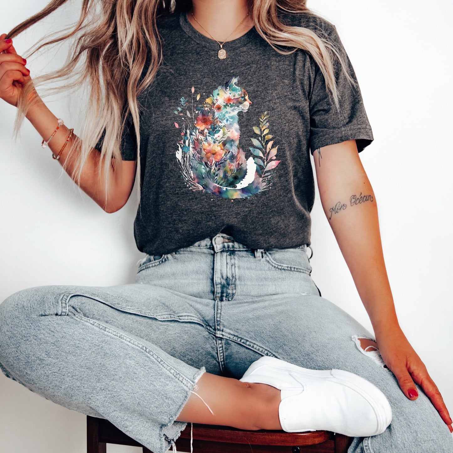 Floral Cat Mom Tee V2