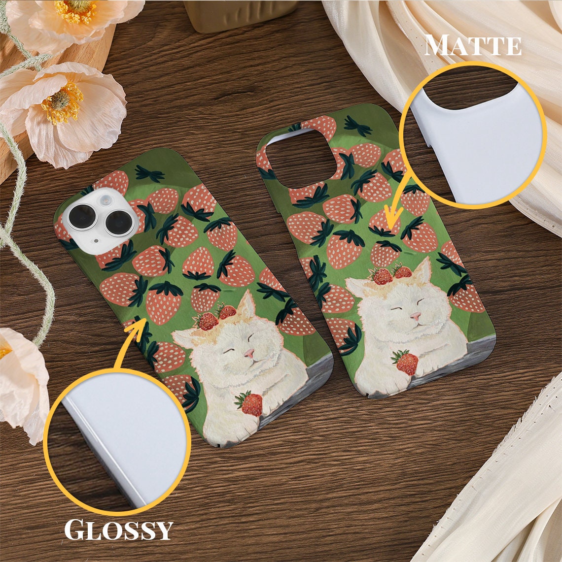 Cat Strawberry Phone Case