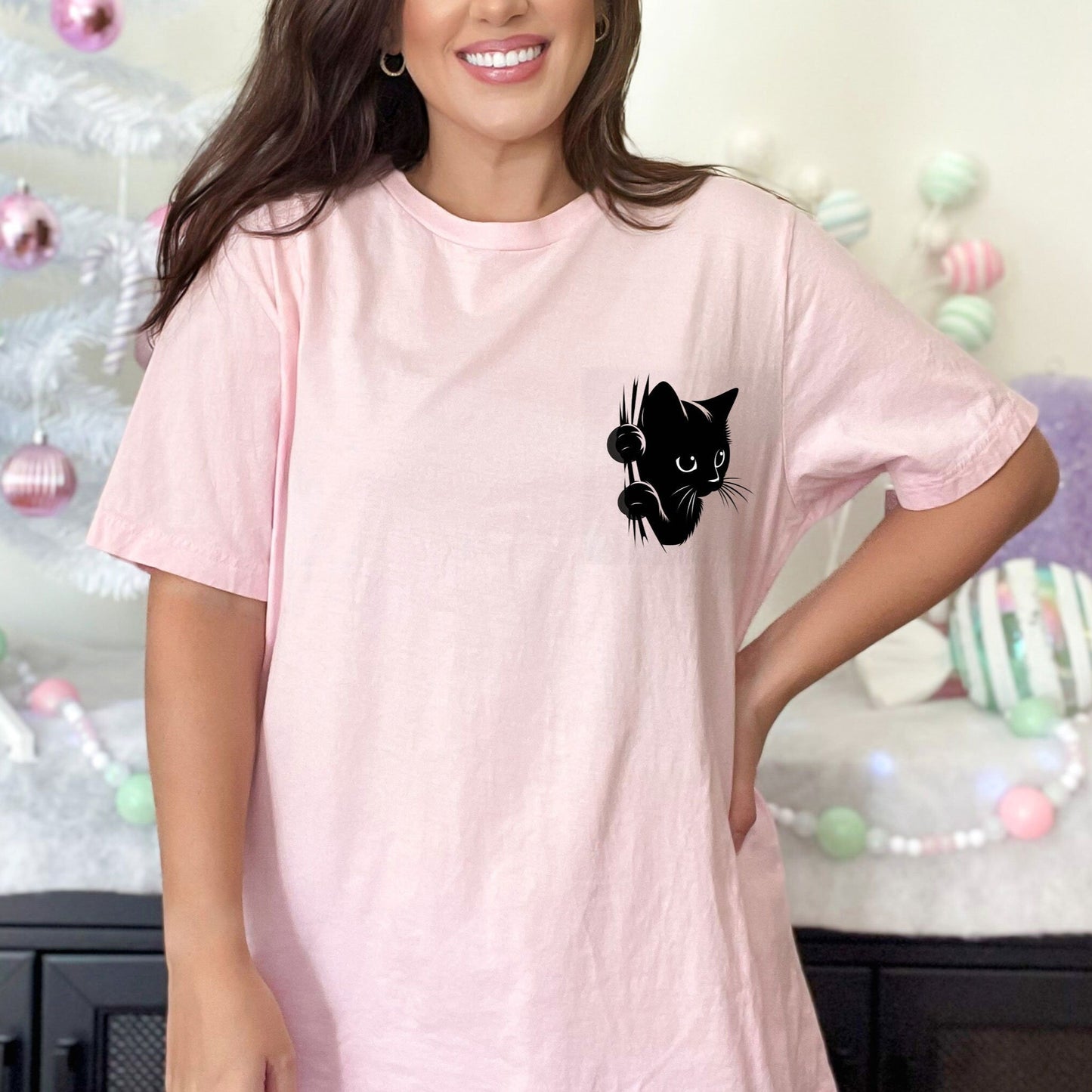 Black Cat Peeking Tee