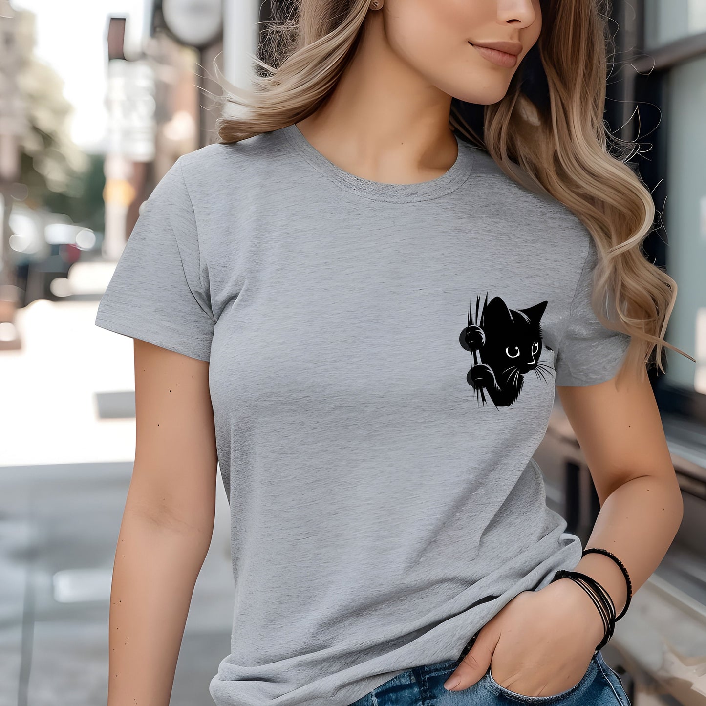 Black Cat Peeking Tee
