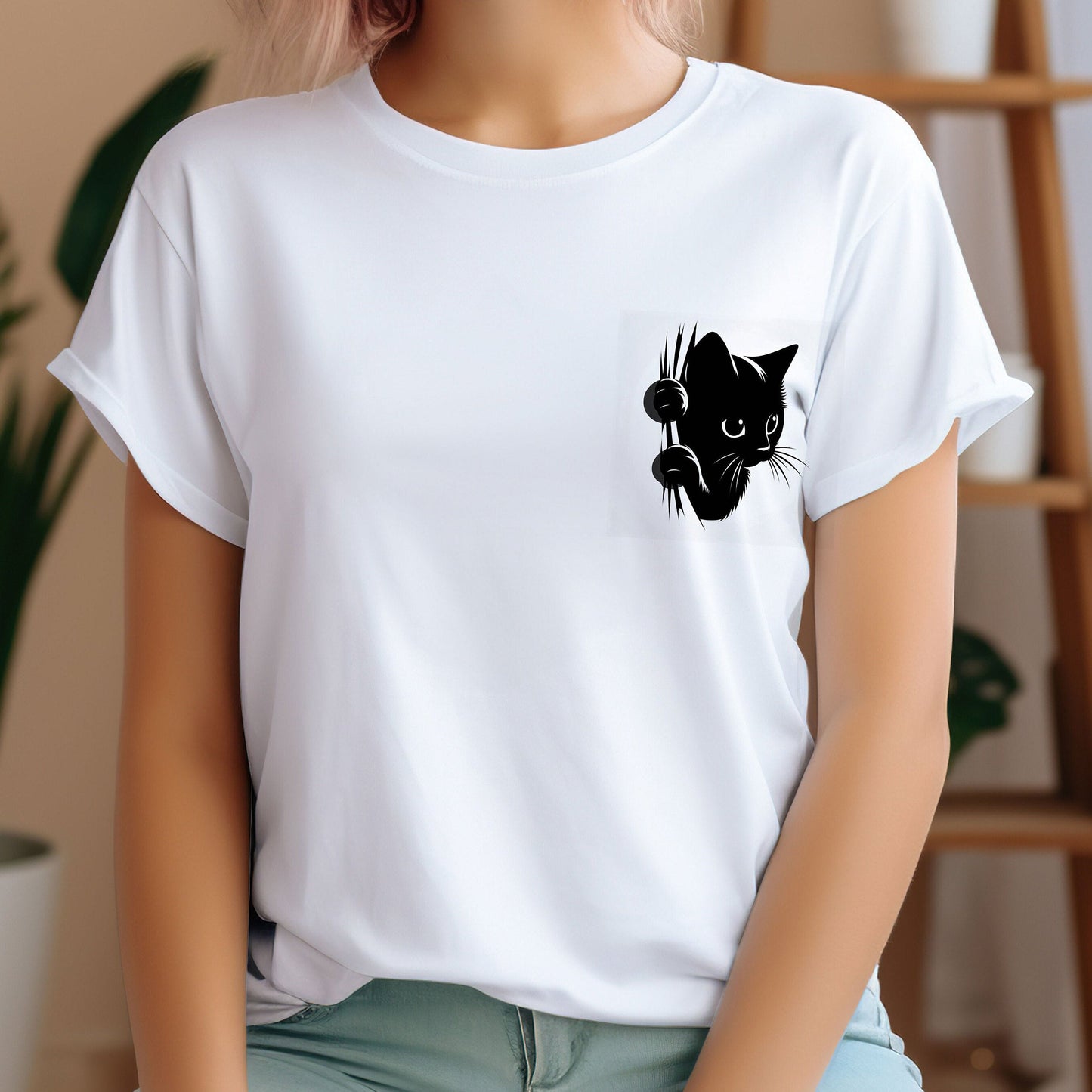Black Cat Peeking Tee