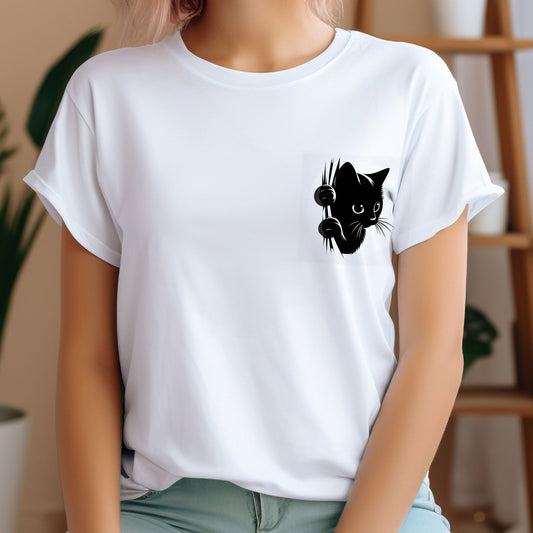 Black Cat Peeking Tee
