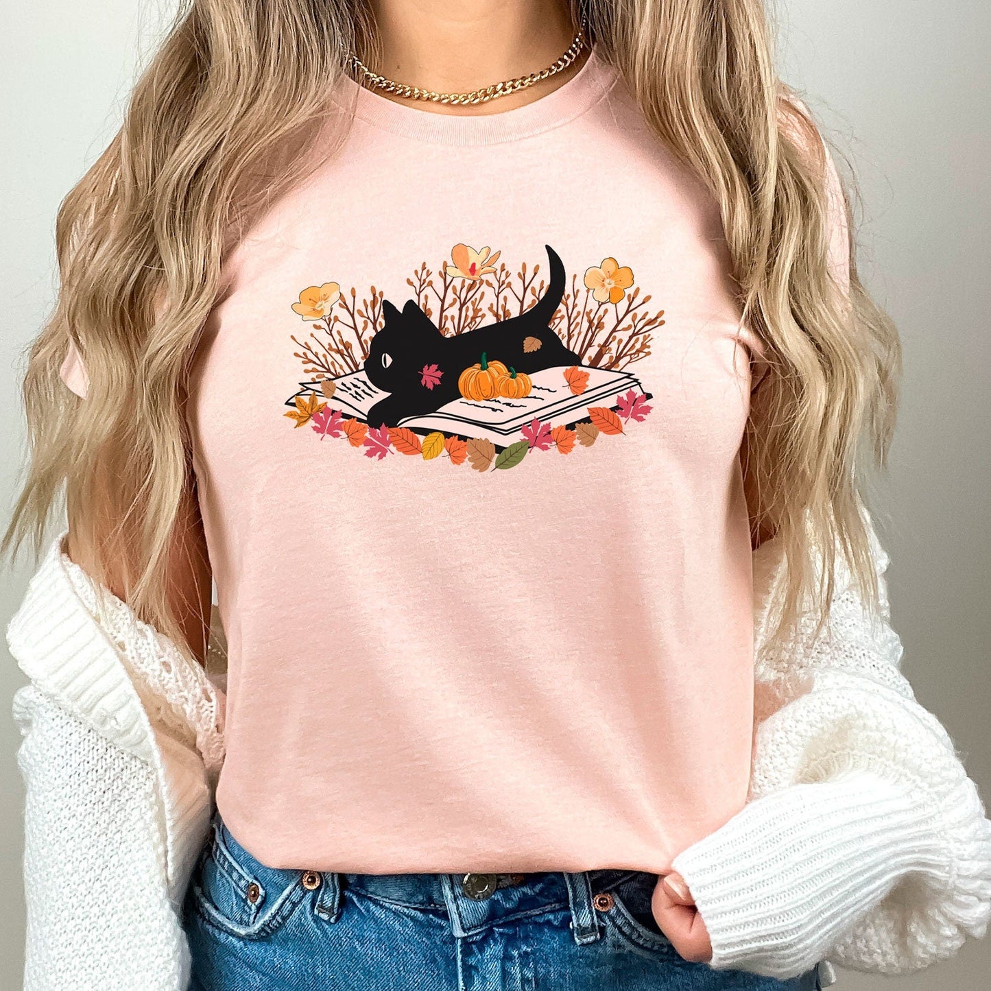 Fall Cat Book Tee