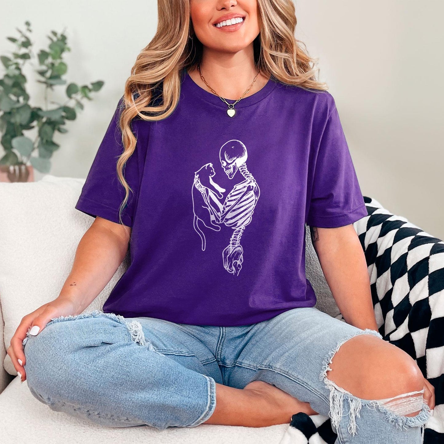 Skeleton And Cat Shirt