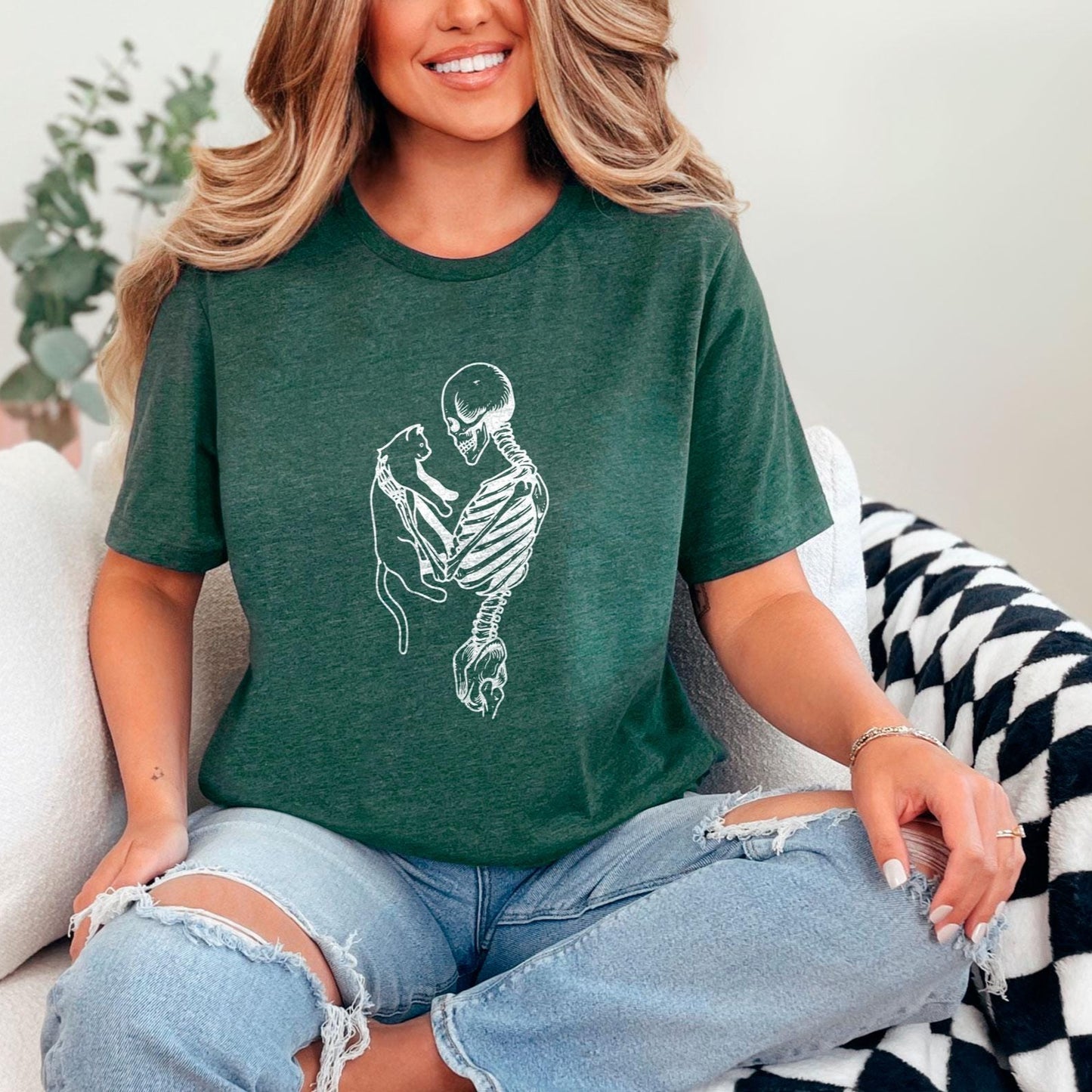 Skeleton And Cat Shirt