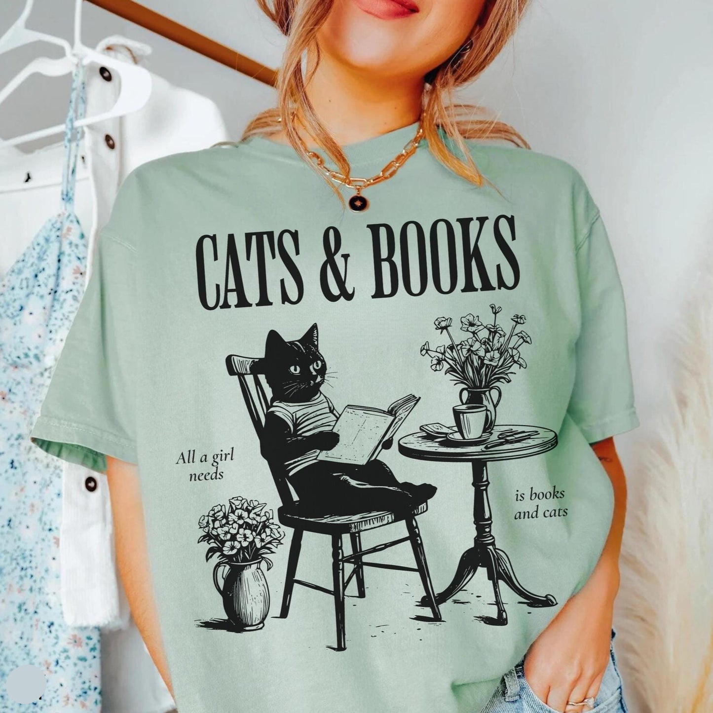 Cats & Books Tee New