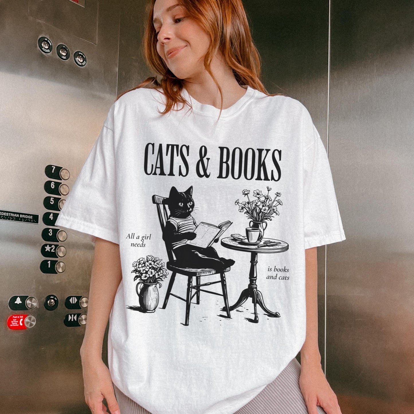 Cats & Books Tee New