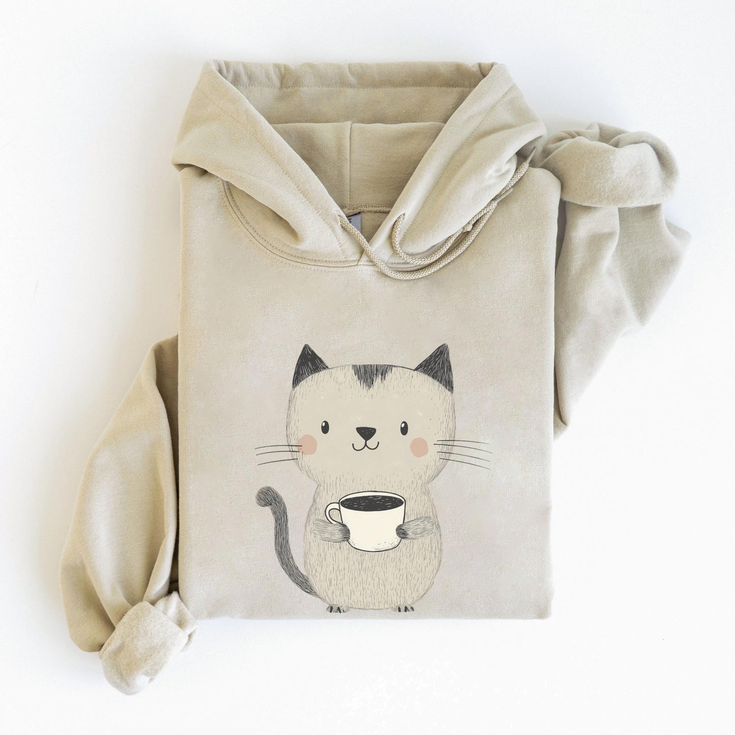 Cat Drinking Coffee Hoodie