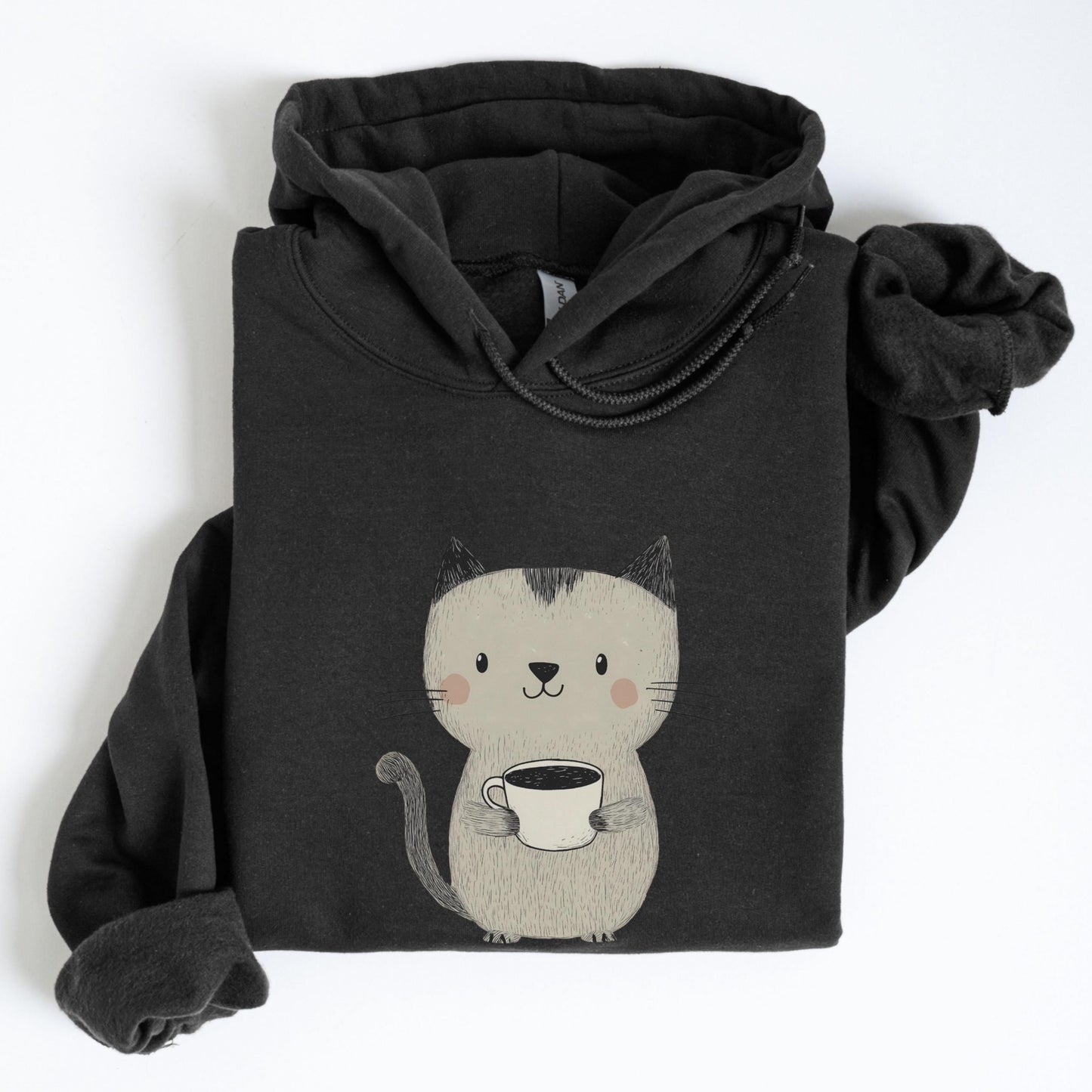 Cat Drinking Coffee Hoodie