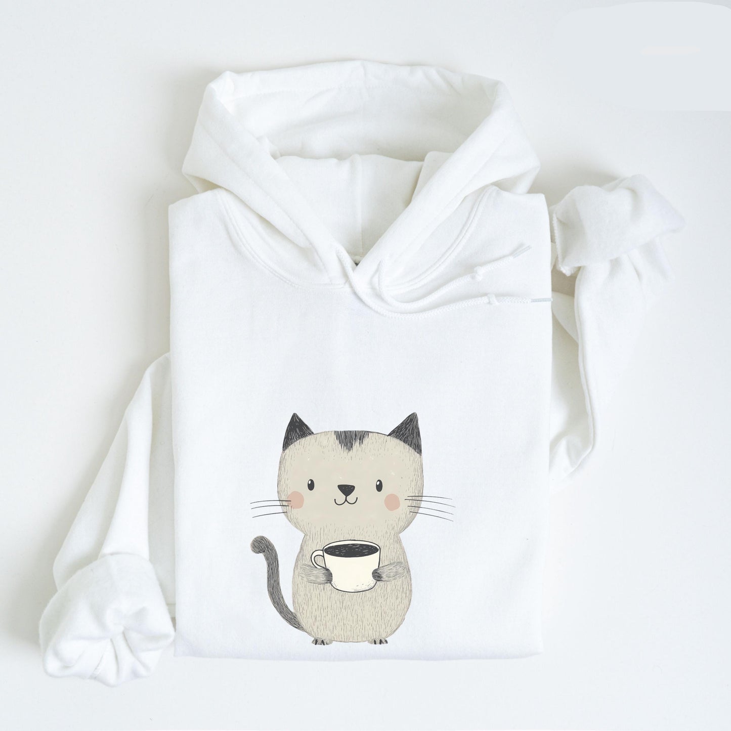 Cat Drinking Coffee Hoodie