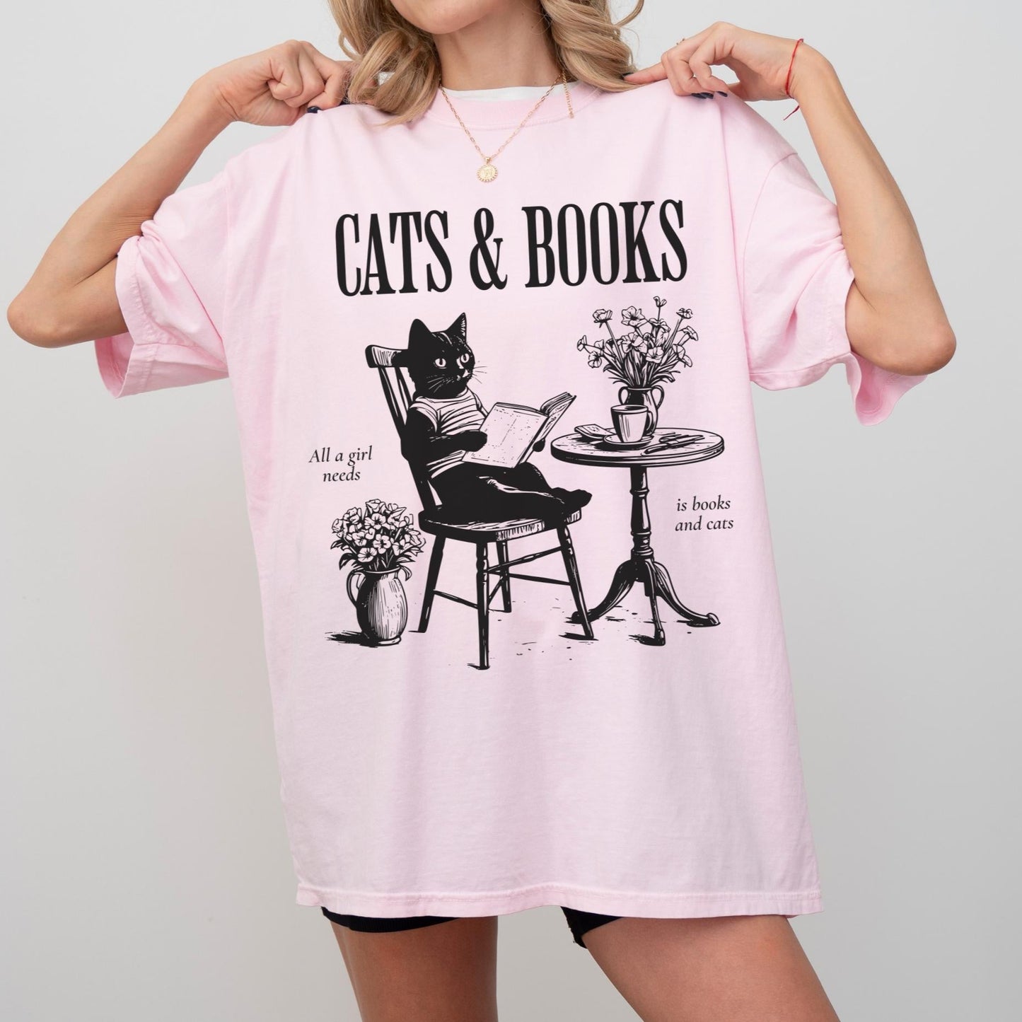 Cats & Books Tee New