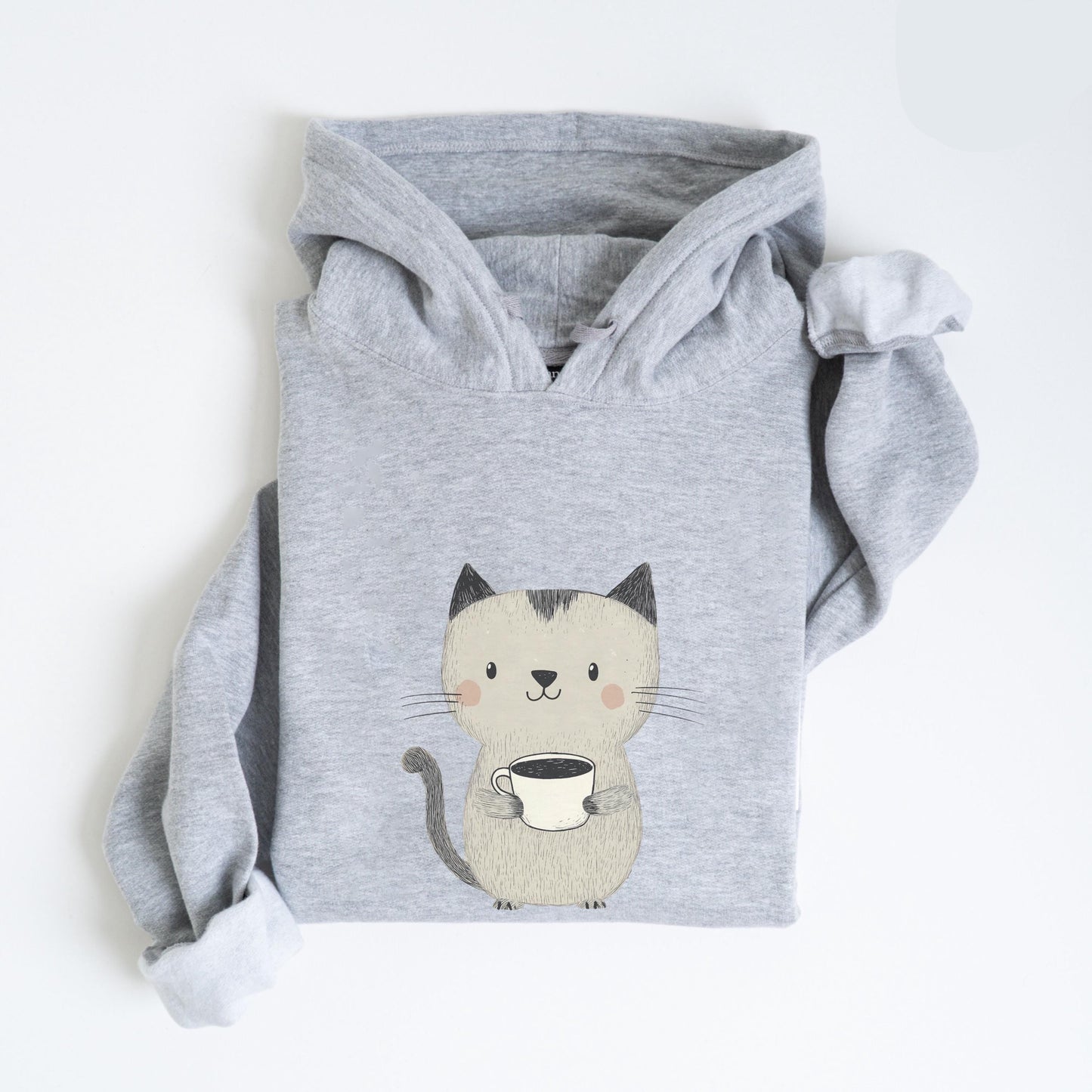 Cat Drinking Coffee Hoodie