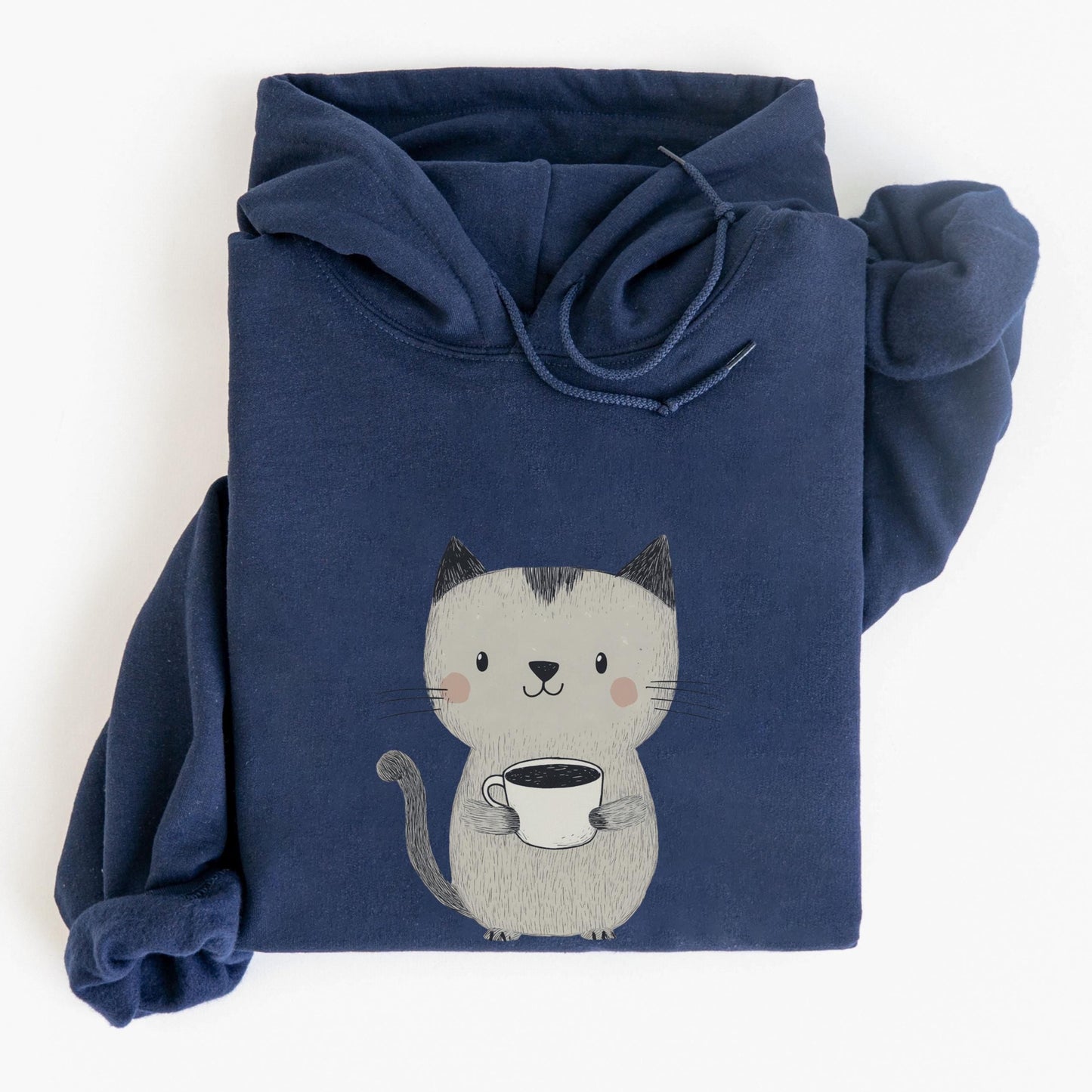 Cat Drinking Coffee Hoodie