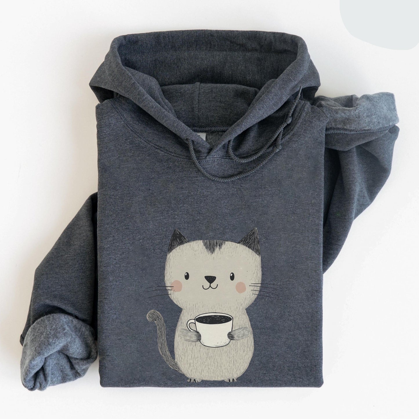 Cat Drinking Coffee Hoodie
