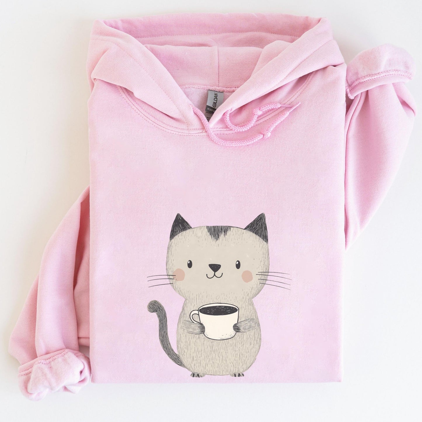 Cat Drinking Coffee Hoodie