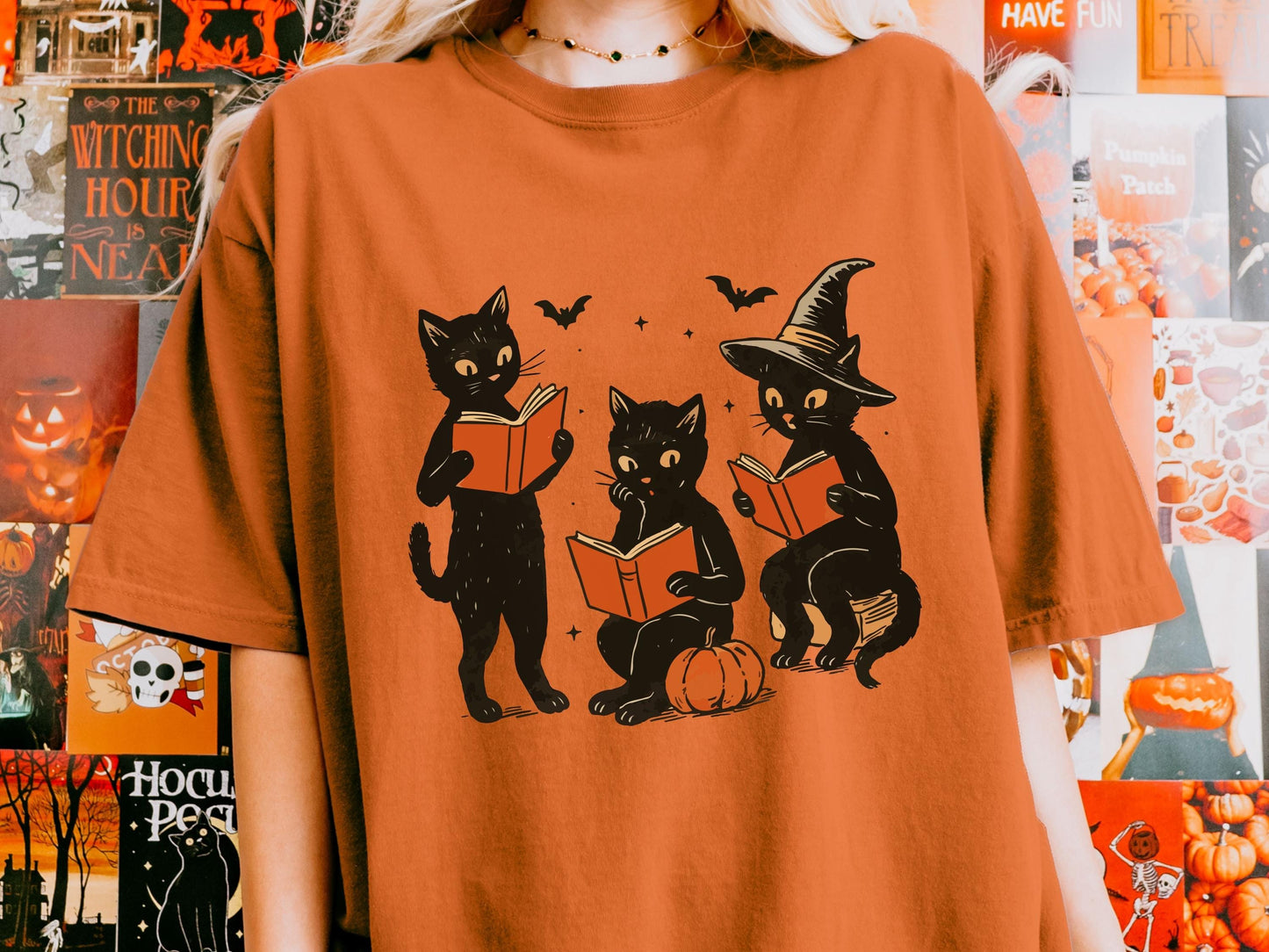 Spooky Cat Book Tee
