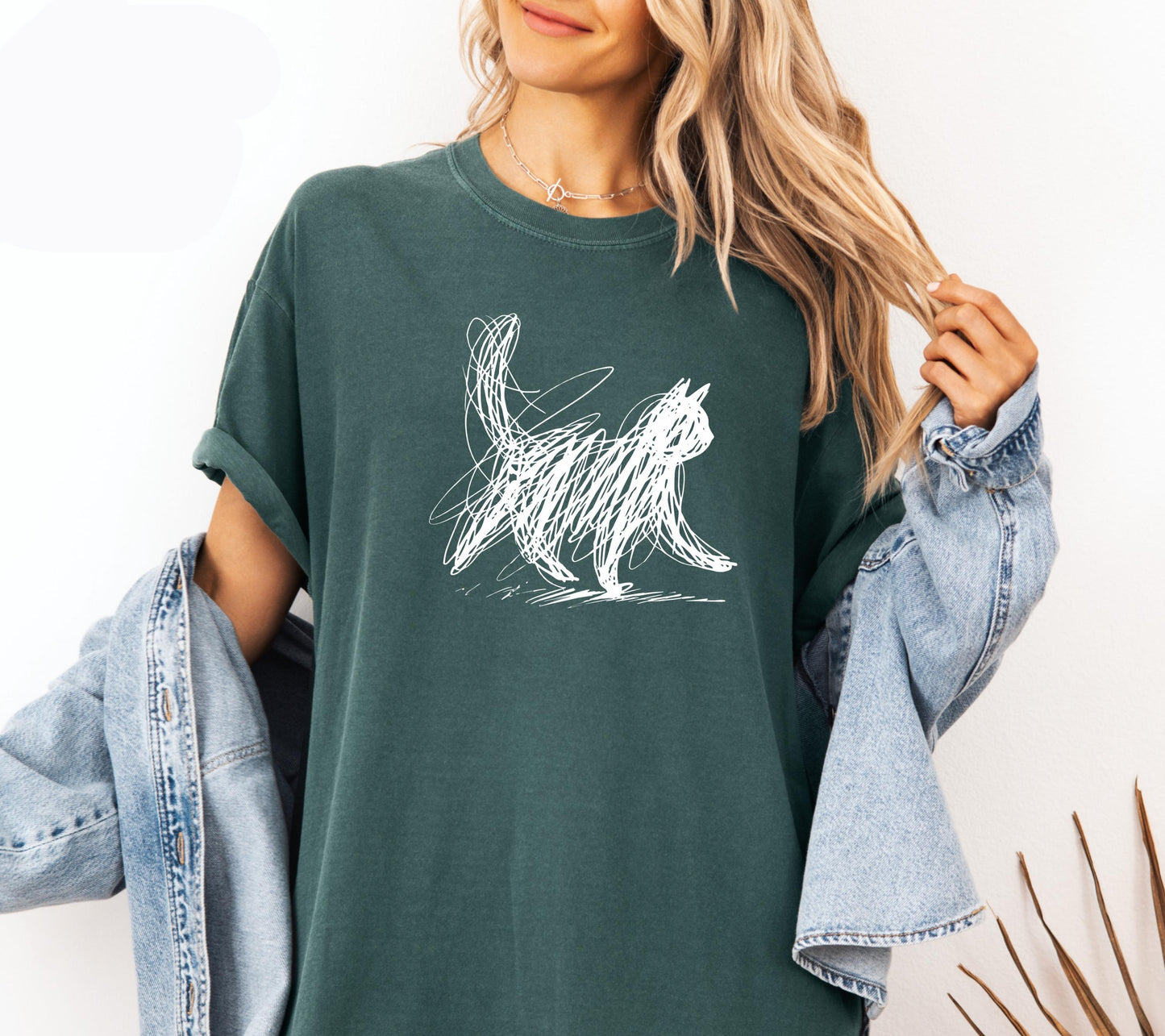 Minimalist Scribble Cat T-Shirt