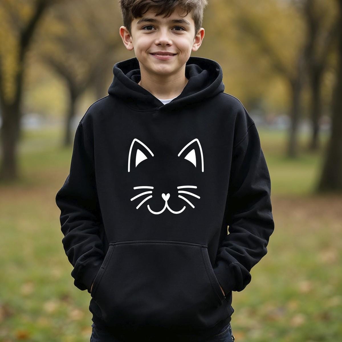 Cat Graphic Kids Hoodie