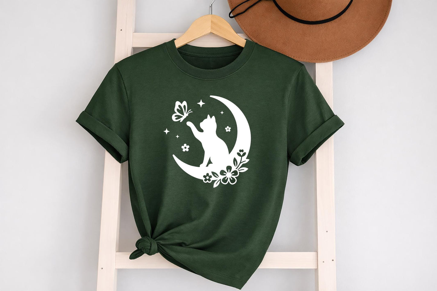 Floral Cat Butterfly T-Shirt