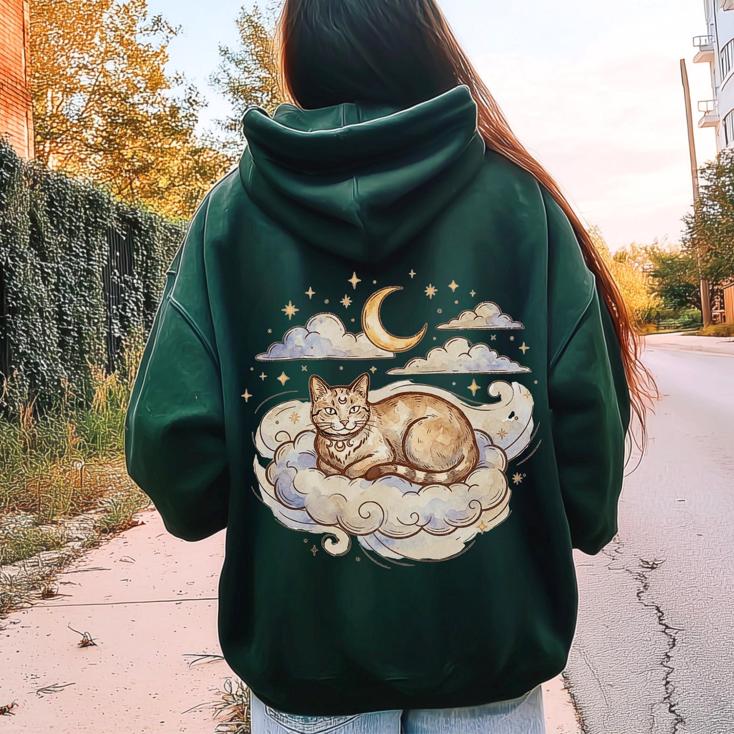 Cat Moon Stars Hoodie