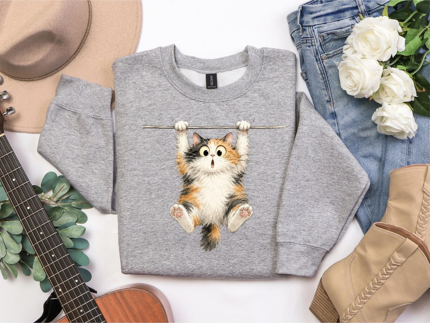 Funny Hanging Cat Sweatshirt