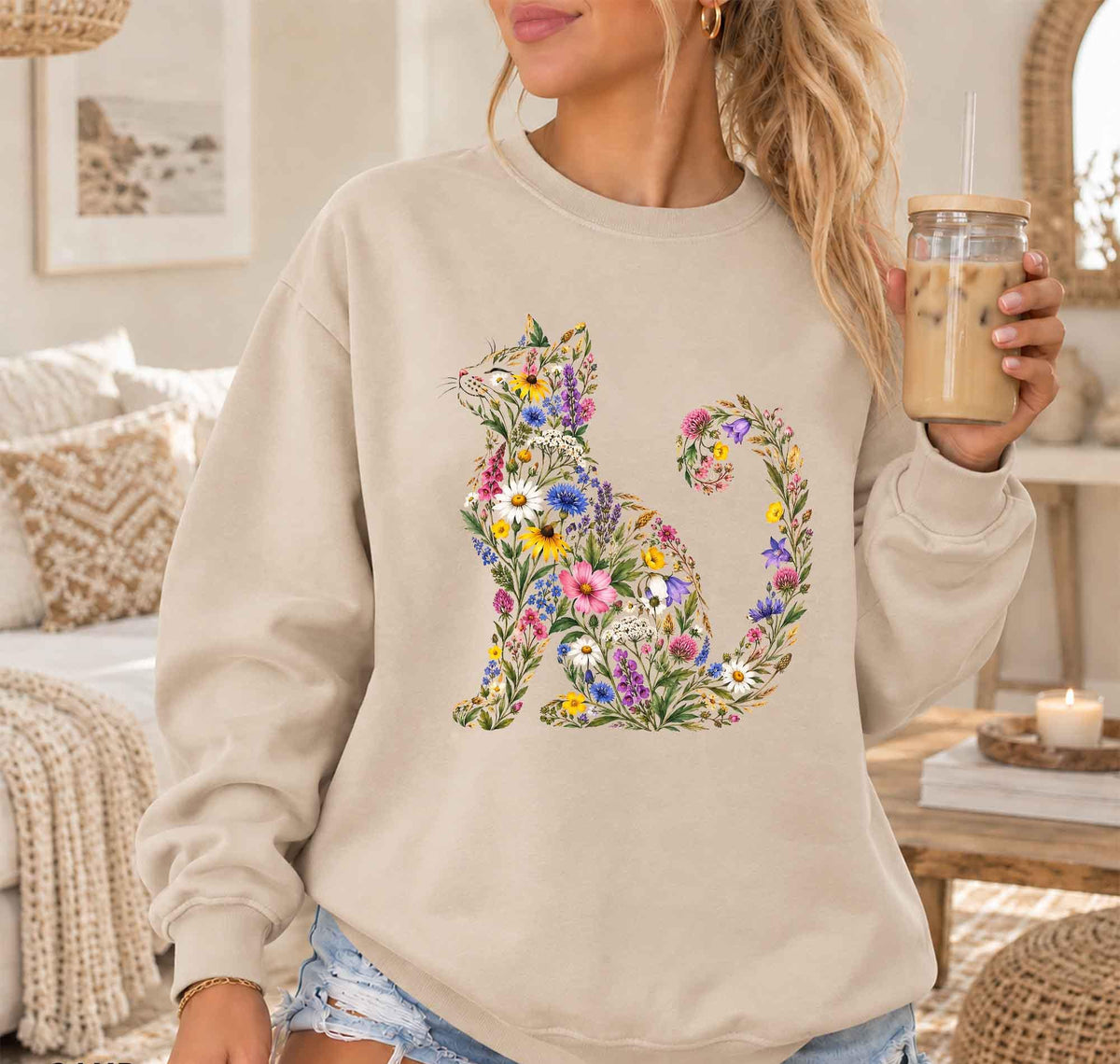 Wildflower Cat Sweatshirt