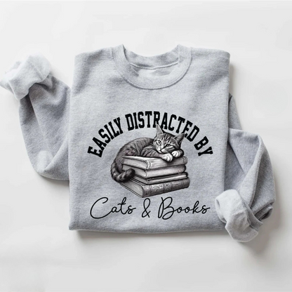 Easily Distracted By Cats Sweater New