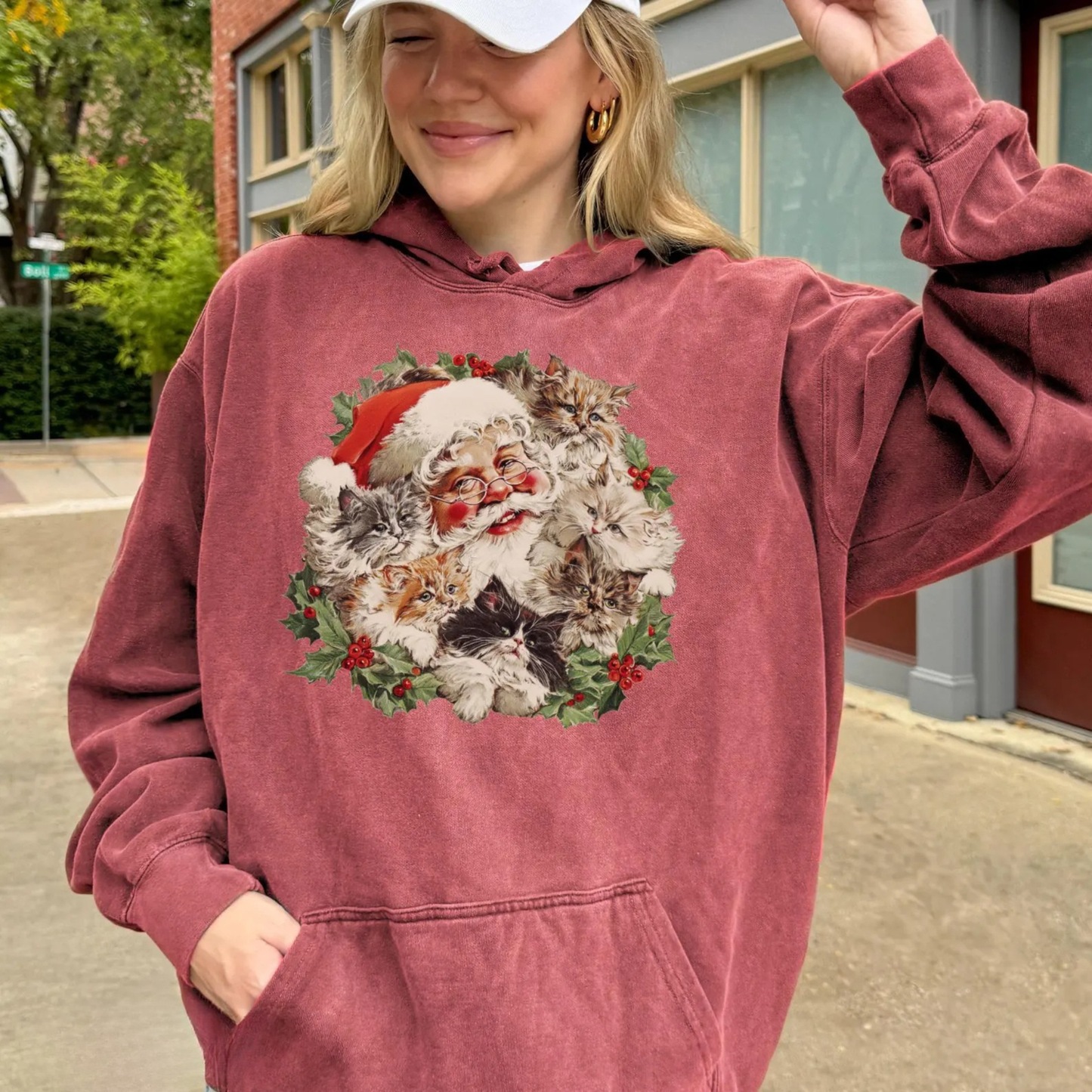 Santa Christmas Cat Sweater V2