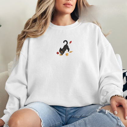 Black Cat Autumn Leaves Sweatshirt