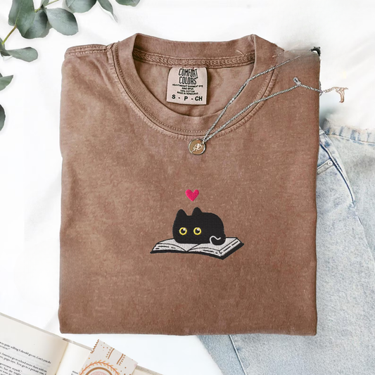 Black Cat and Book Tee