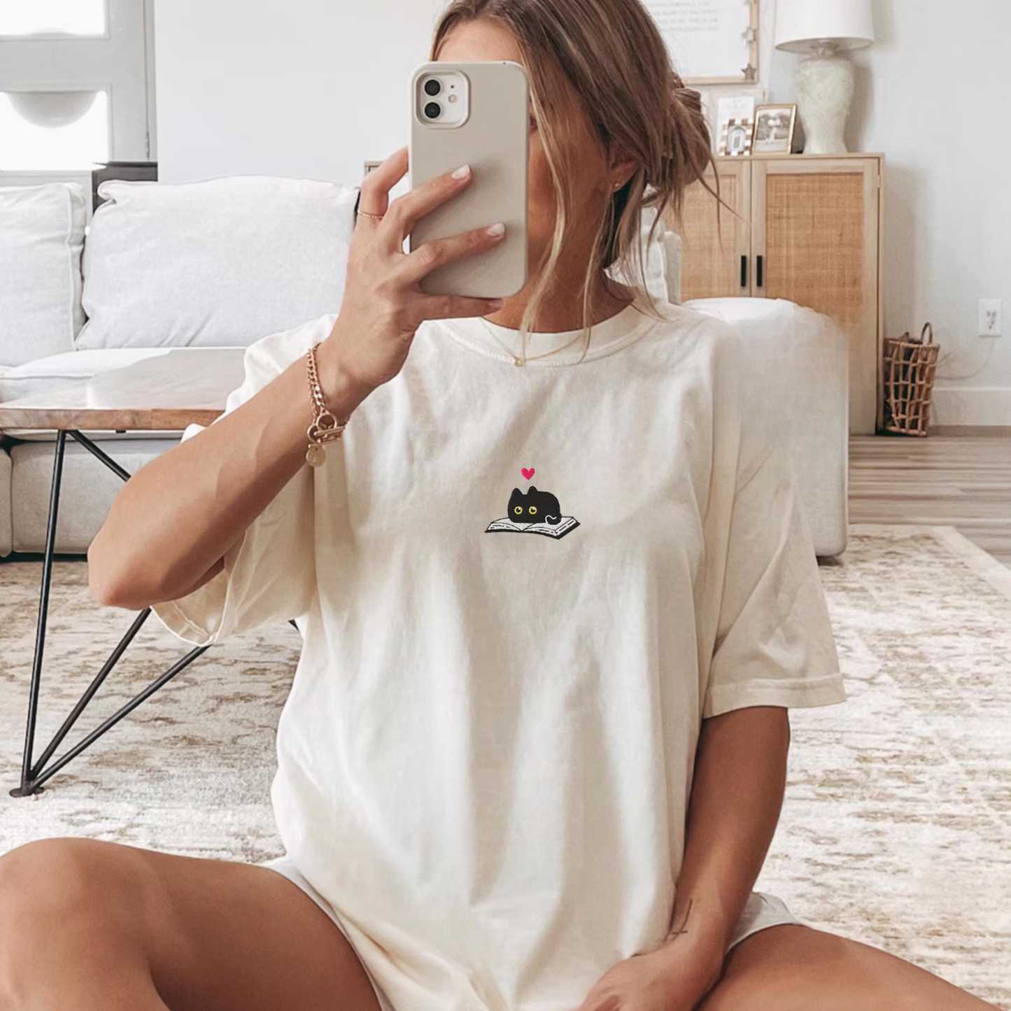 Black Cat and Book Tee