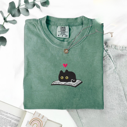 Black Cat and Book Tee