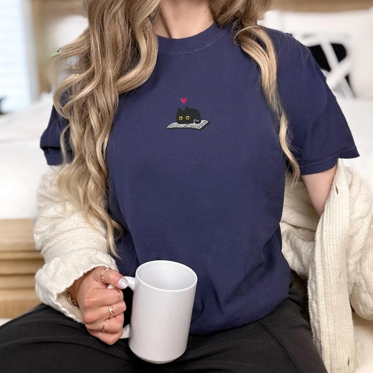 Black Cat and Book Tee
