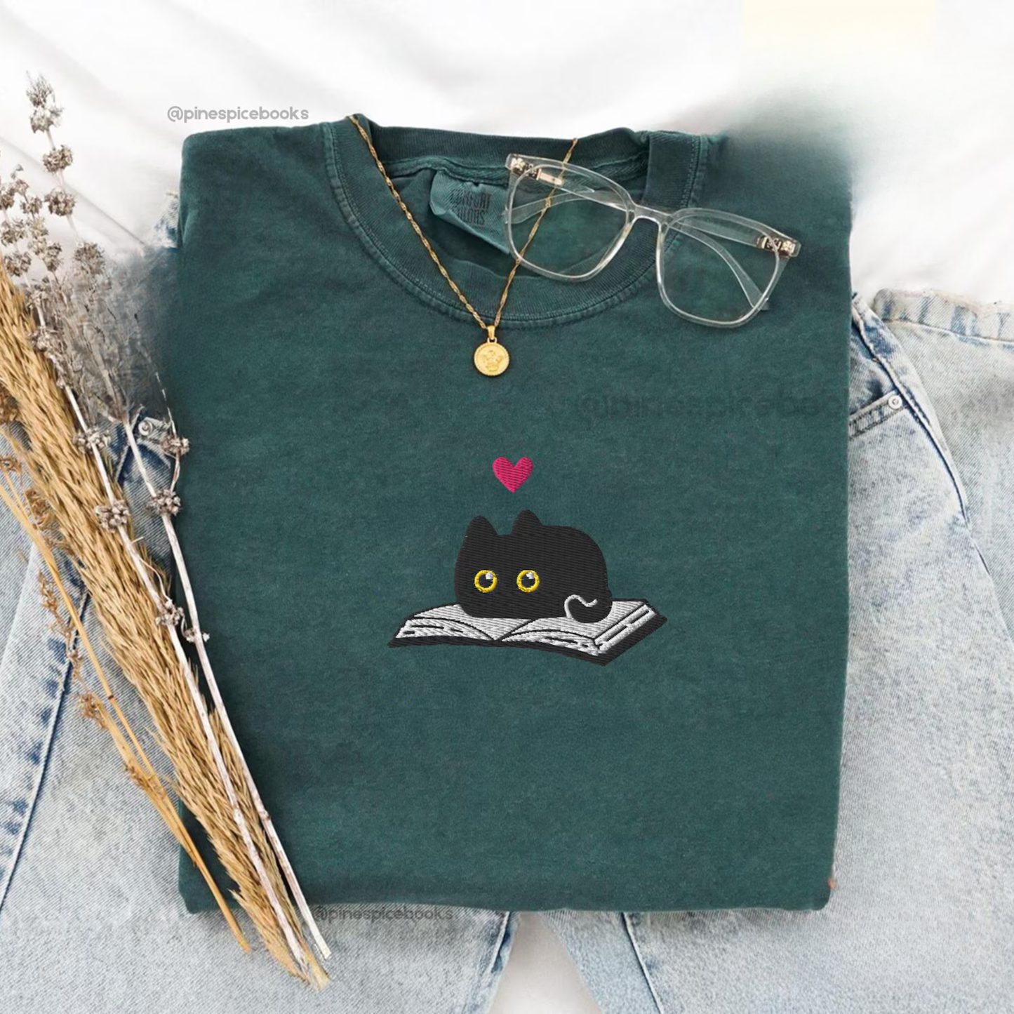 Black Cat and Book Tee