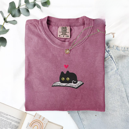 Black Cat and Book Tee