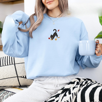 Black Cat Autumn Leaves Sweatshirt