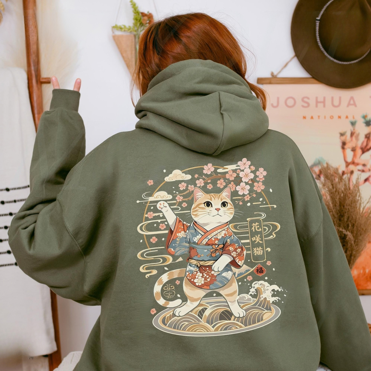 Japanese Maneki Neko Cat Hoodie