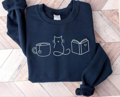 Coffee Cats Books Sweater