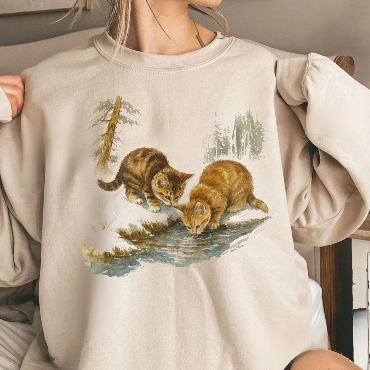 Kittens in Nature Vintage Sweatshirt