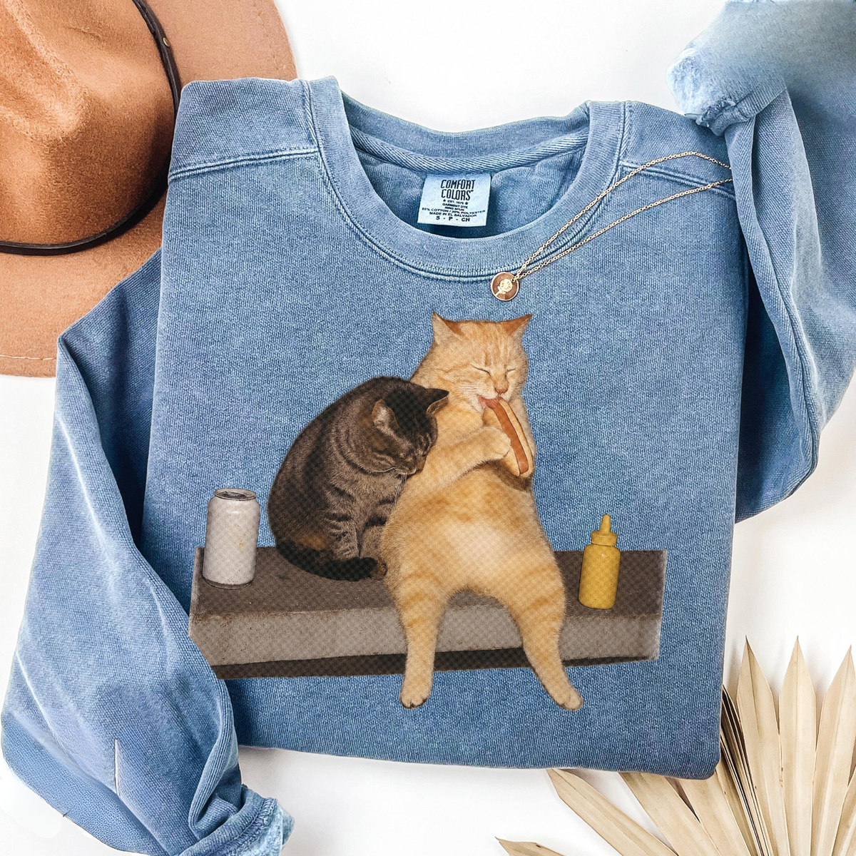 Cat Eating Hot Dog Sweatshirt V1