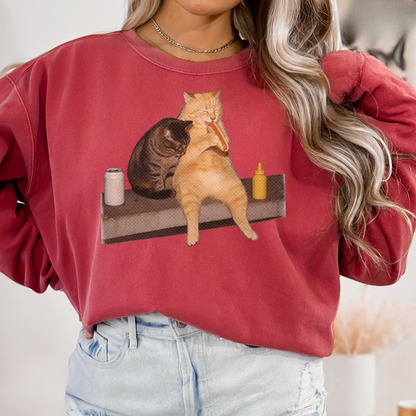 Cat Eating Hot Dog Sweatshirt V1