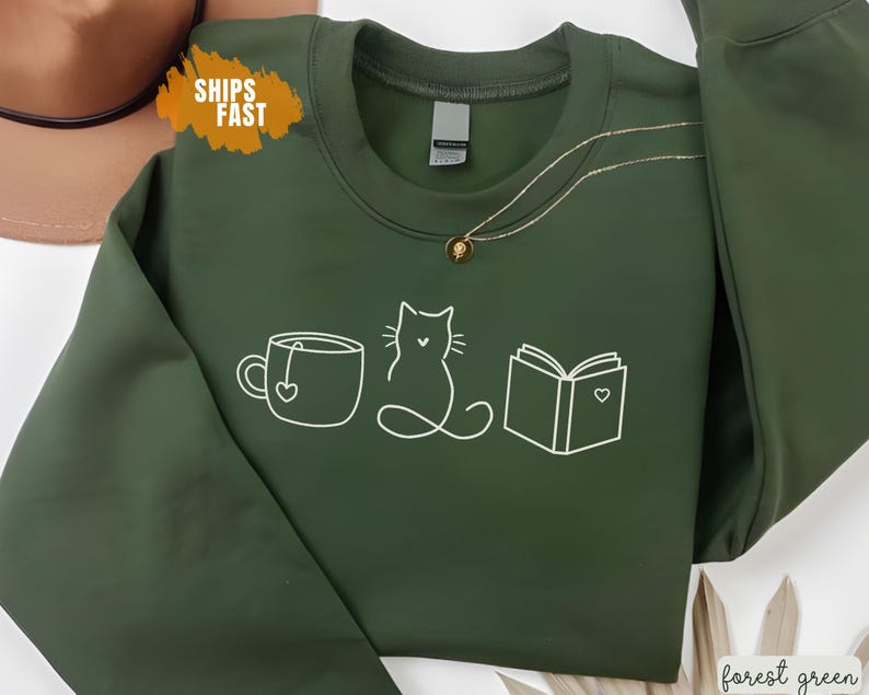 Coffee Cats Books Sweater