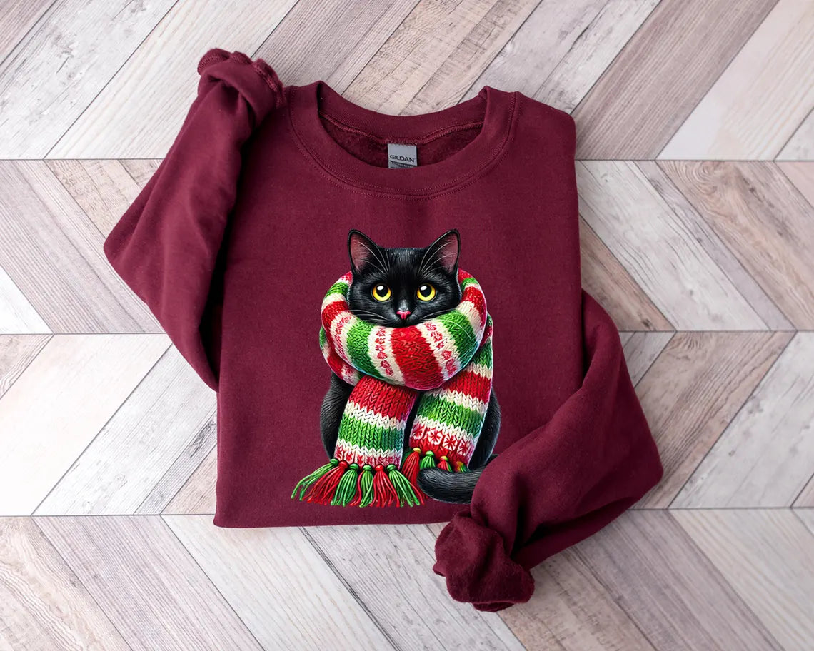 Scarf Cat Christmas Sweatshirt